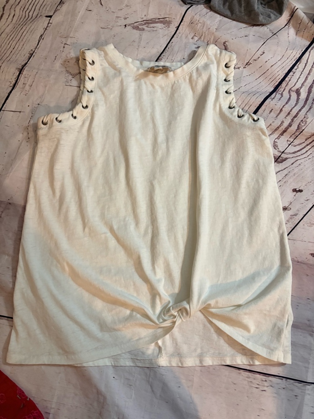 Wrangler Cream Tank Top with Shoulder Grommet Detail Womens